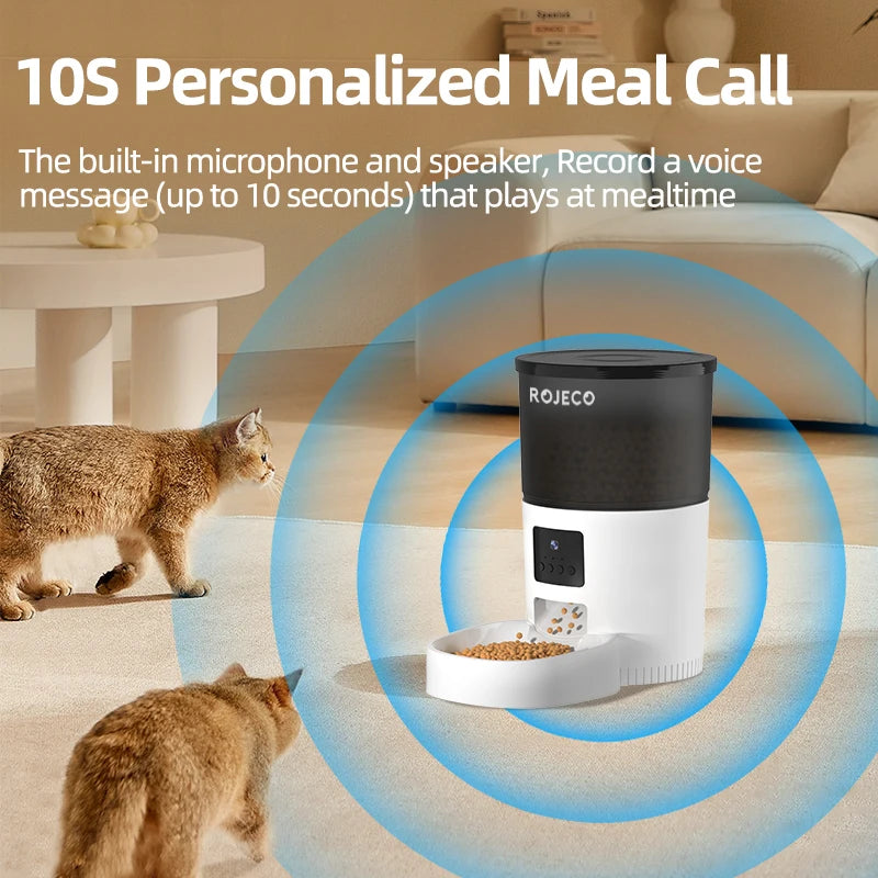 ROJECO Smart Automatic Cat Feeder with Camera & Voice Recorder
