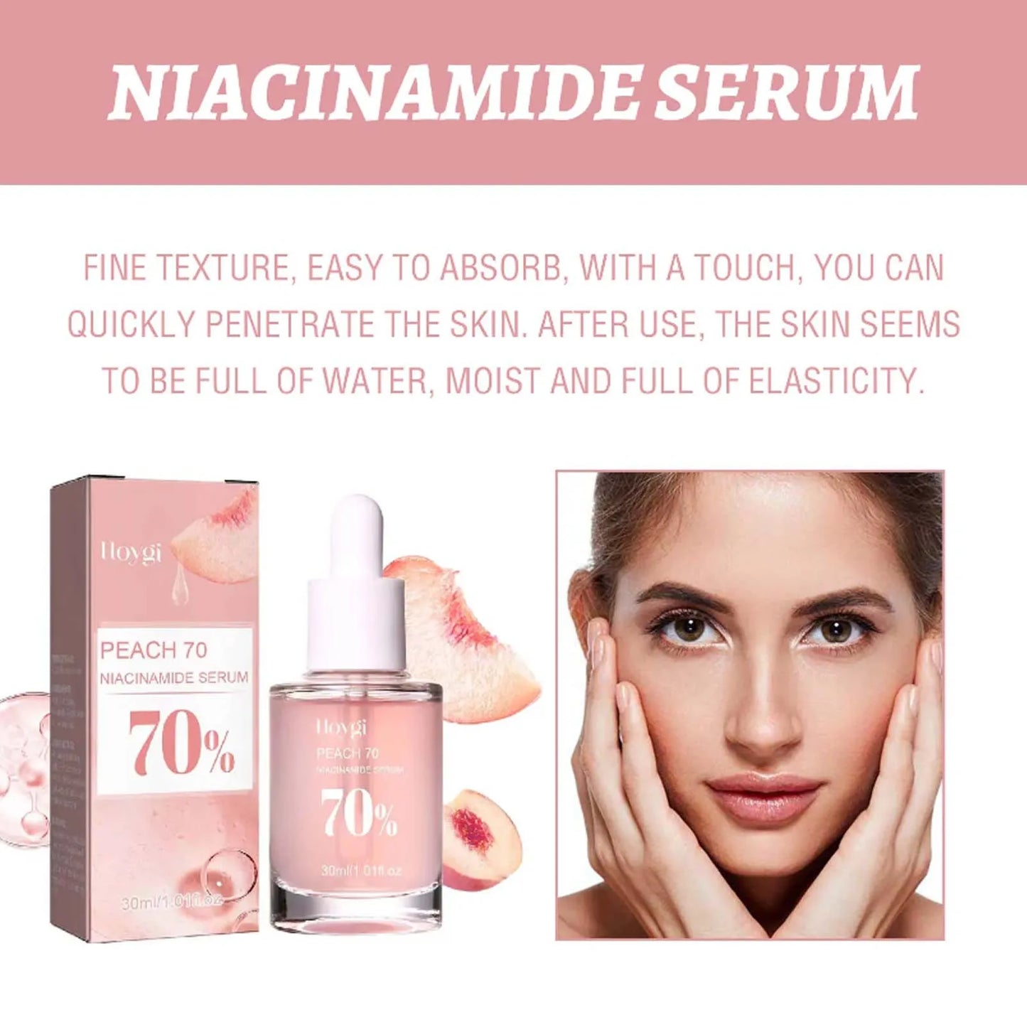 Peach 70% Niacinamide Facial Serum – Brighten, Smooth & Glow