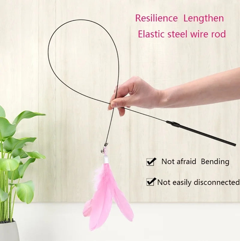Interactive Cat Teaser Stick – Suction Cup Toy with Bell & Replaceable Feather