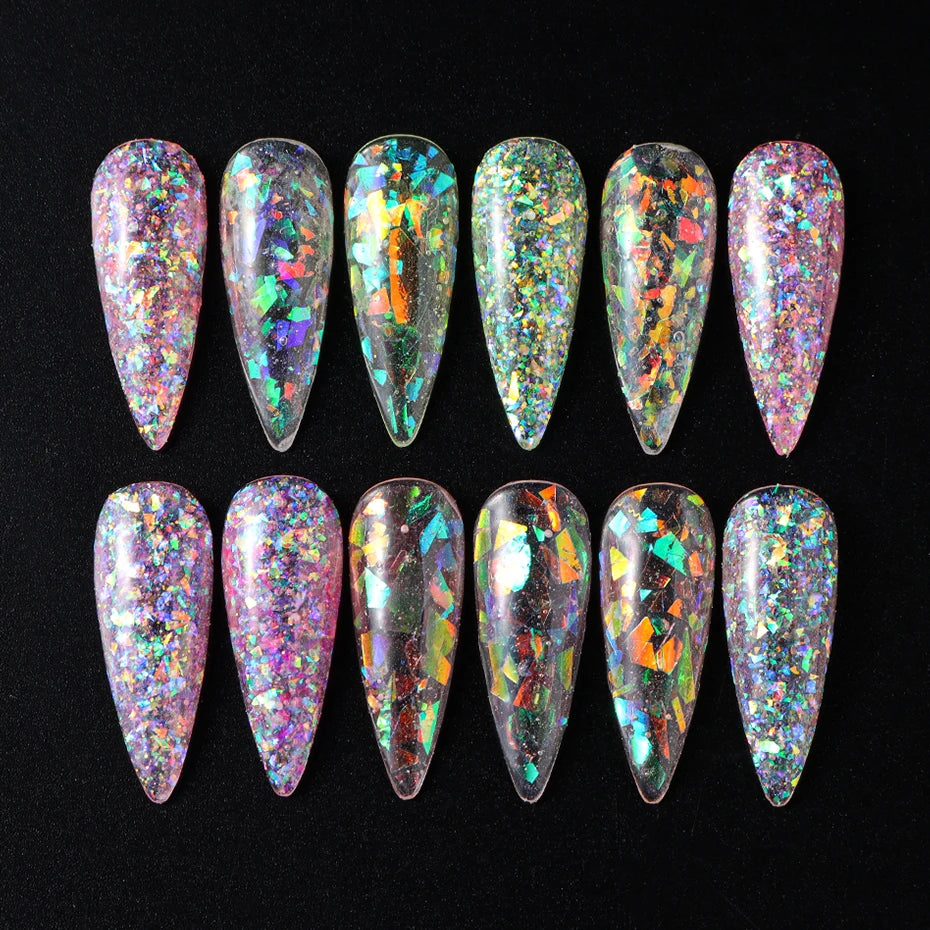 ๐
12 Grids Aurora Chameleon Nail Glitter โ Dazzling Mermaid Sparkle for Irresistible Nails