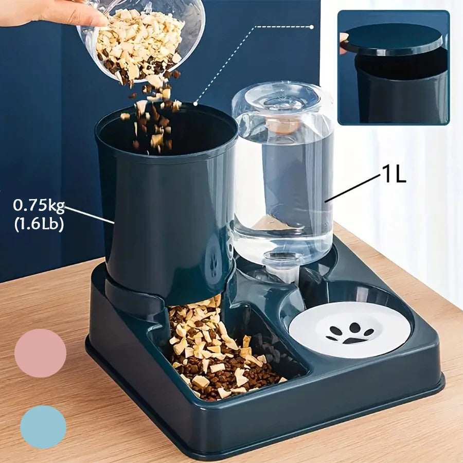 2-in-1 Automatic Cat Feeder & Water Dispenser – Tilted Gravity Food & Waterer Set