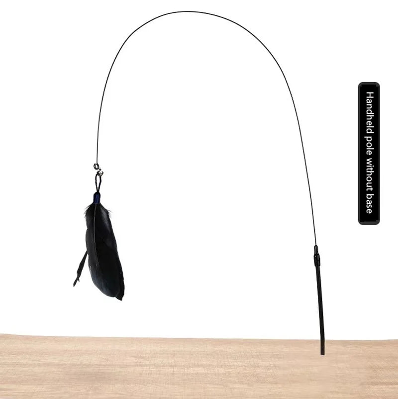 Interactive Cat Teaser Stick – Suction Cup Toy with Bell & Replaceable Feather
