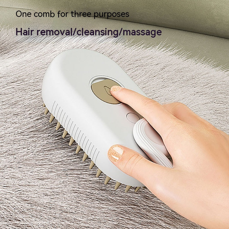 3-in-1 Electric Cat & Dog Steam Brush – Grooming, Massage & Hair Removal