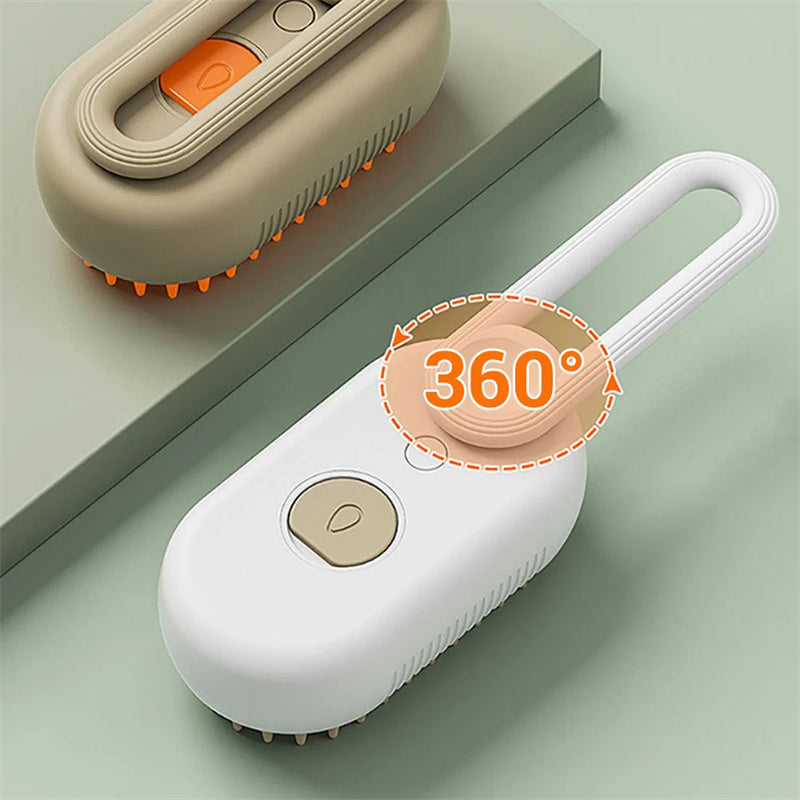 3-in-1 Electric Cat & Dog Steam Brush – Grooming, Massage & Hair Removal