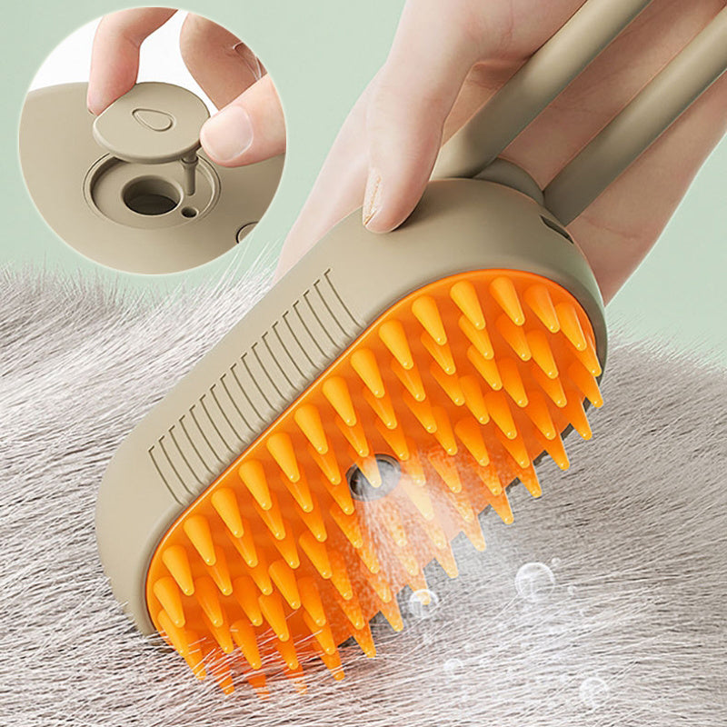 3-in-1 Electric Cat & Dog Steam Brush – Grooming, Massage & Hair Removal