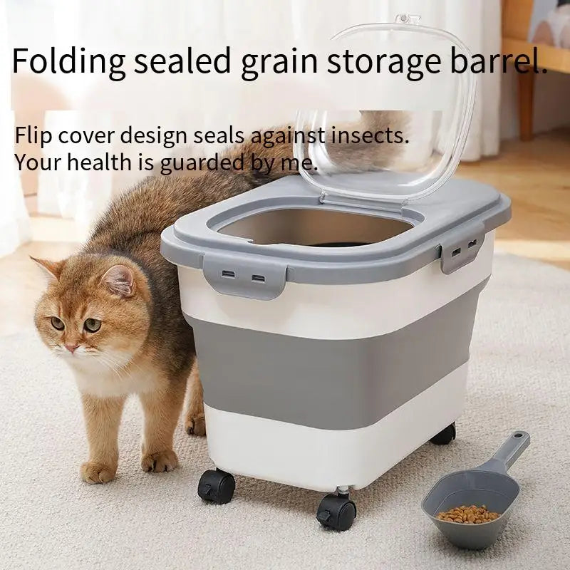Airtight 13/33LB Collapsible Pet Food Storage Container – Sealed Lid for Freshness | Ideal for Dry Cat & Dog Food, Grains & Rice