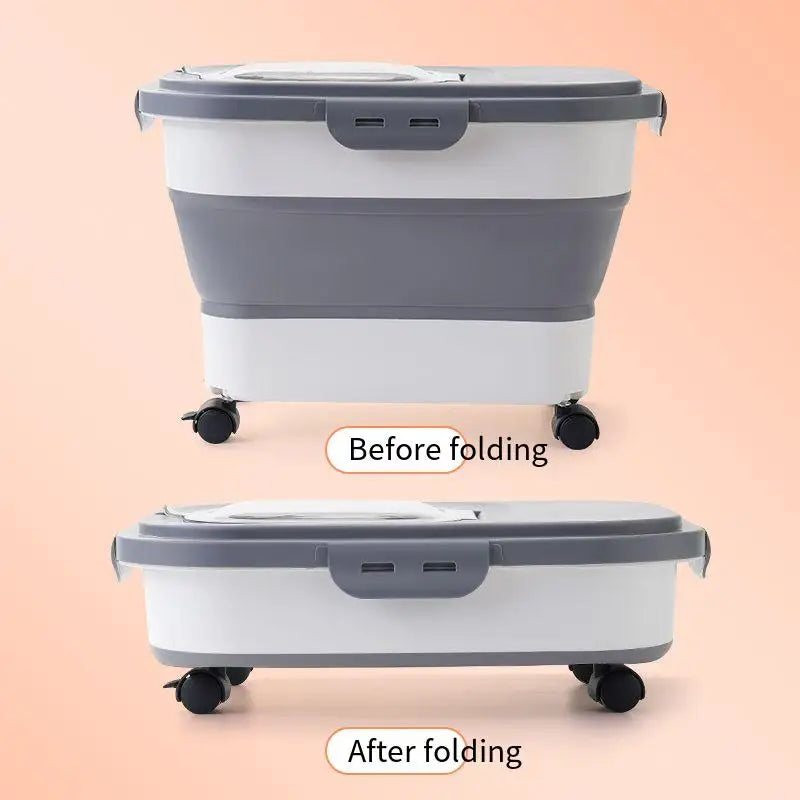 Airtight 13/33LB Collapsible Pet Food Storage Container – Sealed Lid for Freshness | Ideal for Dry Cat & Dog Food, Grains & Rice