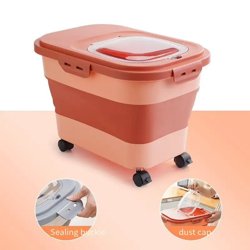 Airtight 13/33LB Collapsible Pet Food Storage Container – Sealed Lid for Freshness | Ideal for Dry Cat & Dog Food, Grains & Rice