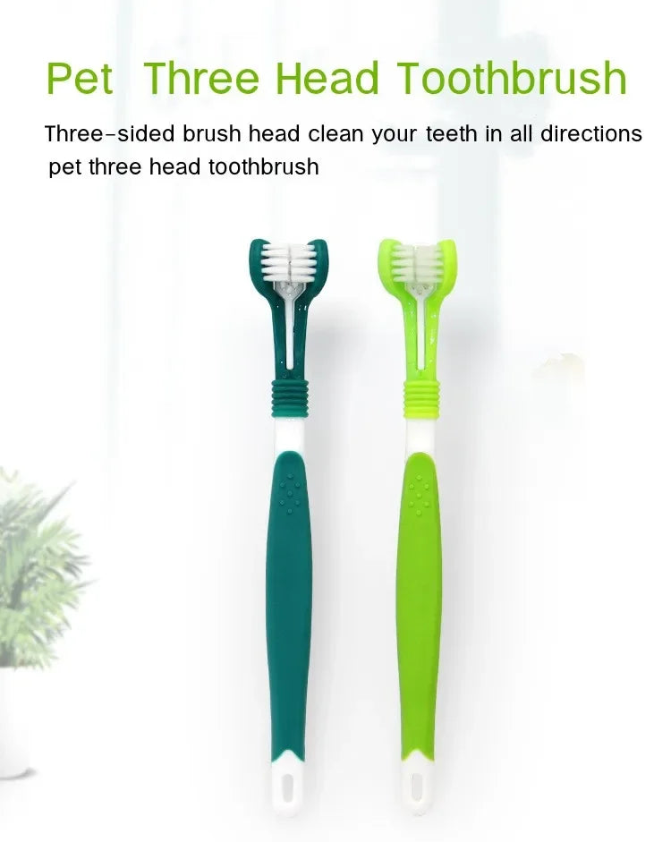 3-Sided Pet Toothbrush – Dog & Cat Plastic Toothbrush for Dental Care | Removes Tartar & Bad Breath, Cleans Pet Mouth Effectively