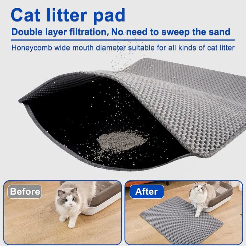 Waterproof Double Layer Cat Litter Mat – Keep Floors Clean & Cats Happy