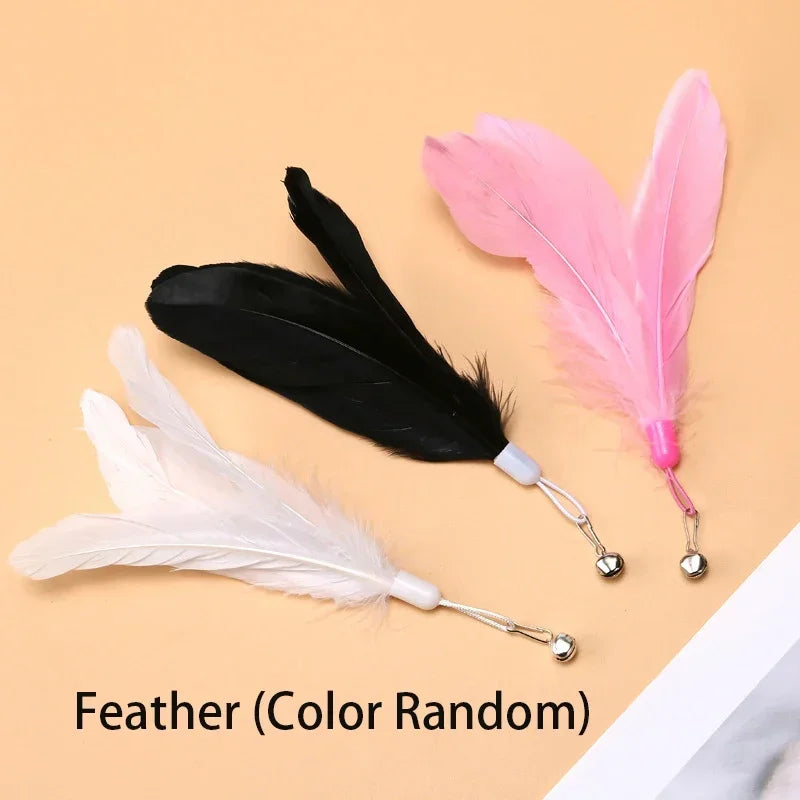 Interactive Cat Teaser Stick – Suction Cup Toy with Bell & Replaceable Feather