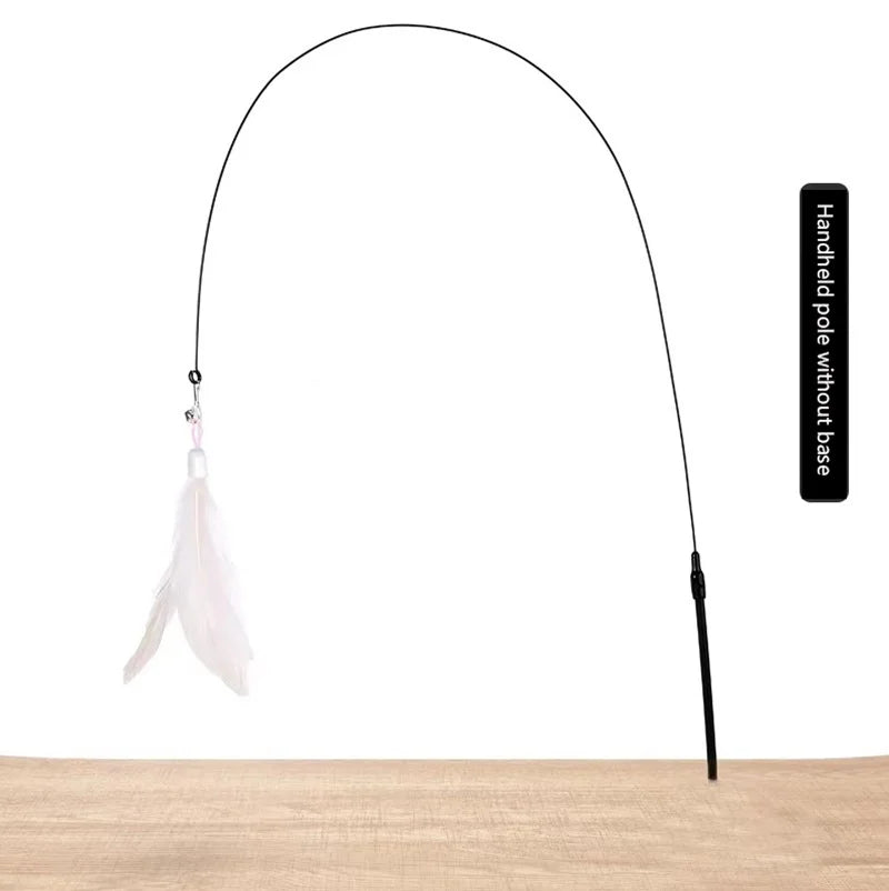 Interactive Cat Teaser Stick – Suction Cup Toy with Bell & Replaceable Feather