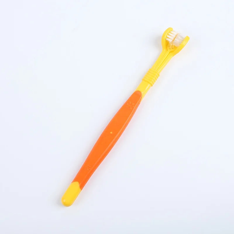 3-Sided Pet Toothbrush – Dog & Cat Plastic Toothbrush for Dental Care | Removes Tartar & Bad Breath, Cleans Pet Mouth Effectively