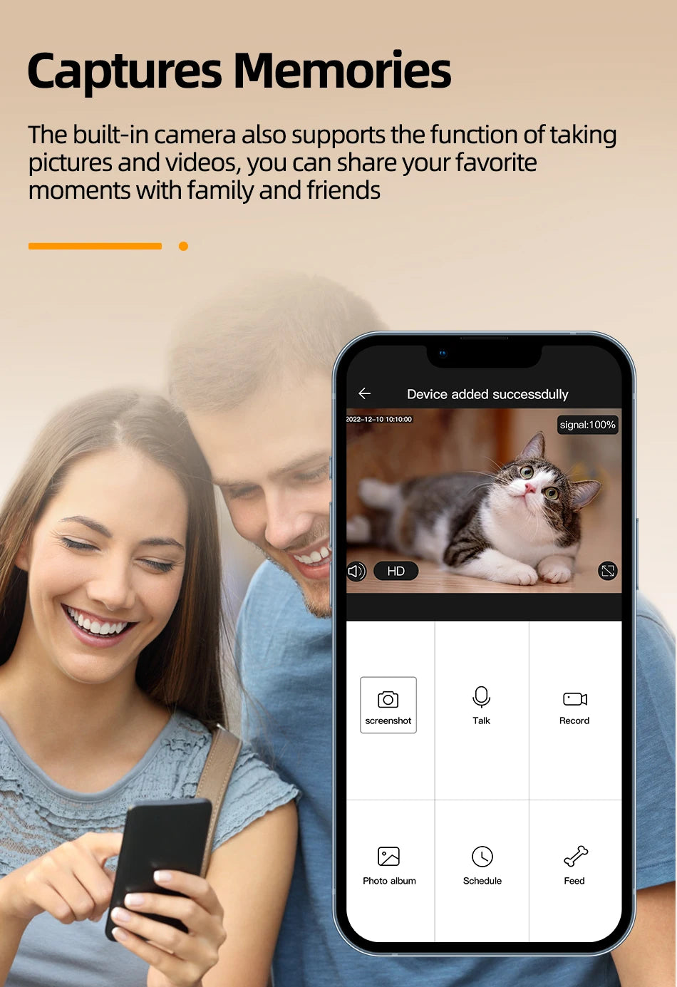 ROJECO Smart Automatic Cat Feeder with Camera & Voice Recorder