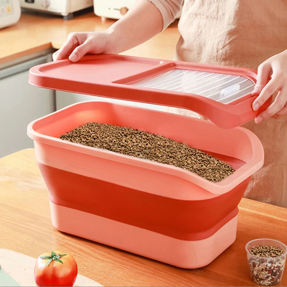 Airtight 13/33LB Collapsible Pet Food Storage Container – Sealed Lid for Freshness | Ideal for Dry Cat & Dog Food, Grains & Rice