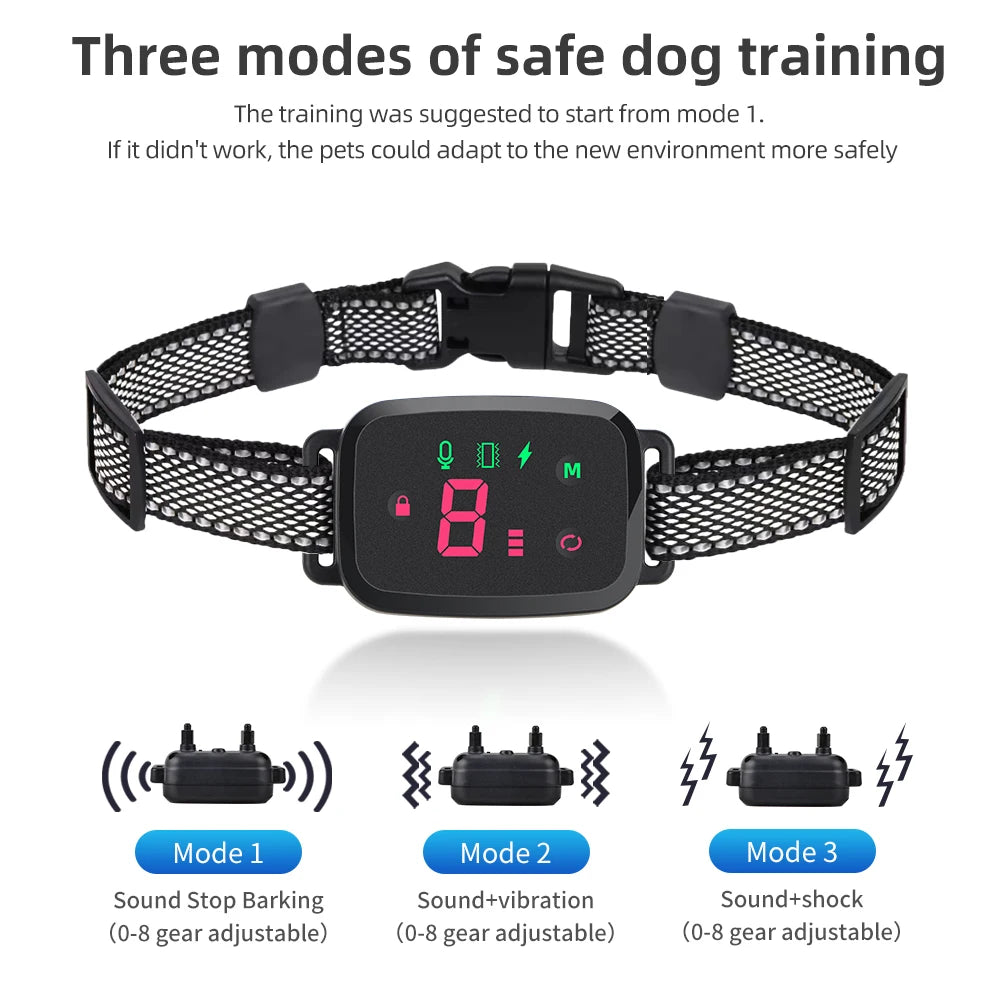 Smart Anti-Bark Dog Collar – HD Digital Display & Waterproof Design