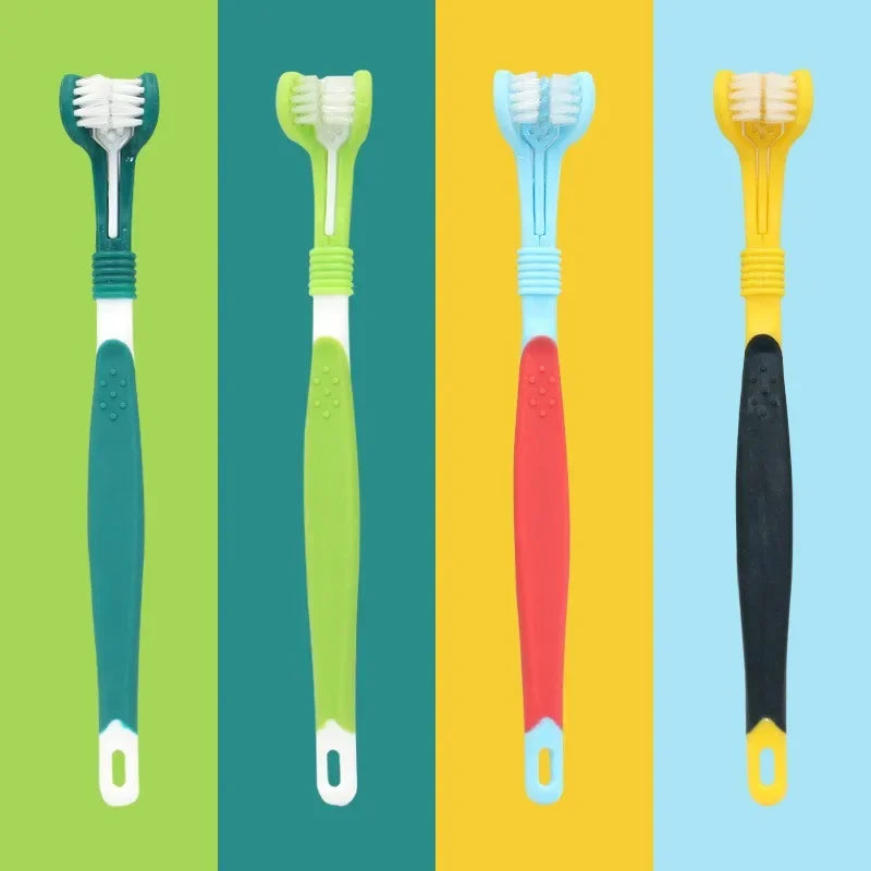3-Sided Pet Toothbrush – Dog & Cat Plastic Toothbrush for Dental Care | Removes Tartar & Bad Breath, Cleans Pet Mouth Effectively
