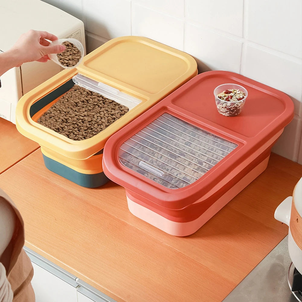 Airtight 13/33LB Collapsible Pet Food Storage Container – Sealed Lid for Freshness | Ideal for Dry Cat & Dog Food, Grains & Rice