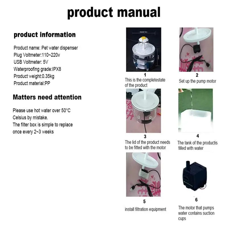 Automatic Pet Water Fountain – Ultra-Quiet USB Cat Water Dispenser (1200mL)