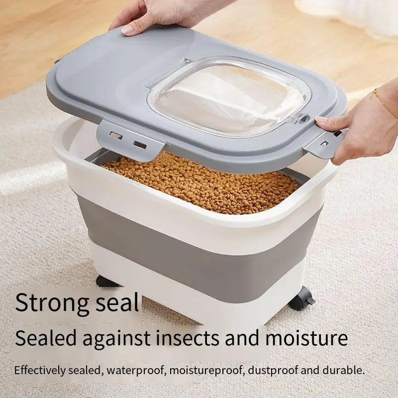 Airtight 13/33LB Collapsible Pet Food Storage Container – Sealed Lid for Freshness | Ideal for Dry Cat & Dog Food, Grains & Rice