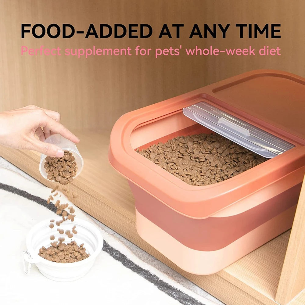 Airtight 13/33LB Collapsible Pet Food Storage Container – Sealed Lid for Freshness | Ideal for Dry Cat & Dog Food, Grains & Rice