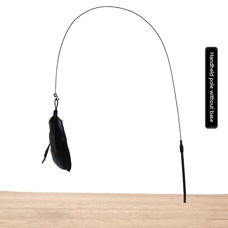 Interactive Cat Teaser Stick – Suction Cup Toy with Bell & Replaceable Feather