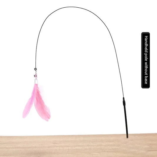 Interactive Cat Teaser Stick – Suction Cup Toy with Bell & Replaceable Feather