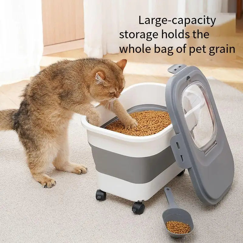 Airtight 13/33LB Collapsible Pet Food Storage Container – Sealed Lid for Freshness | Ideal for Dry Cat & Dog Food, Grains & Rice