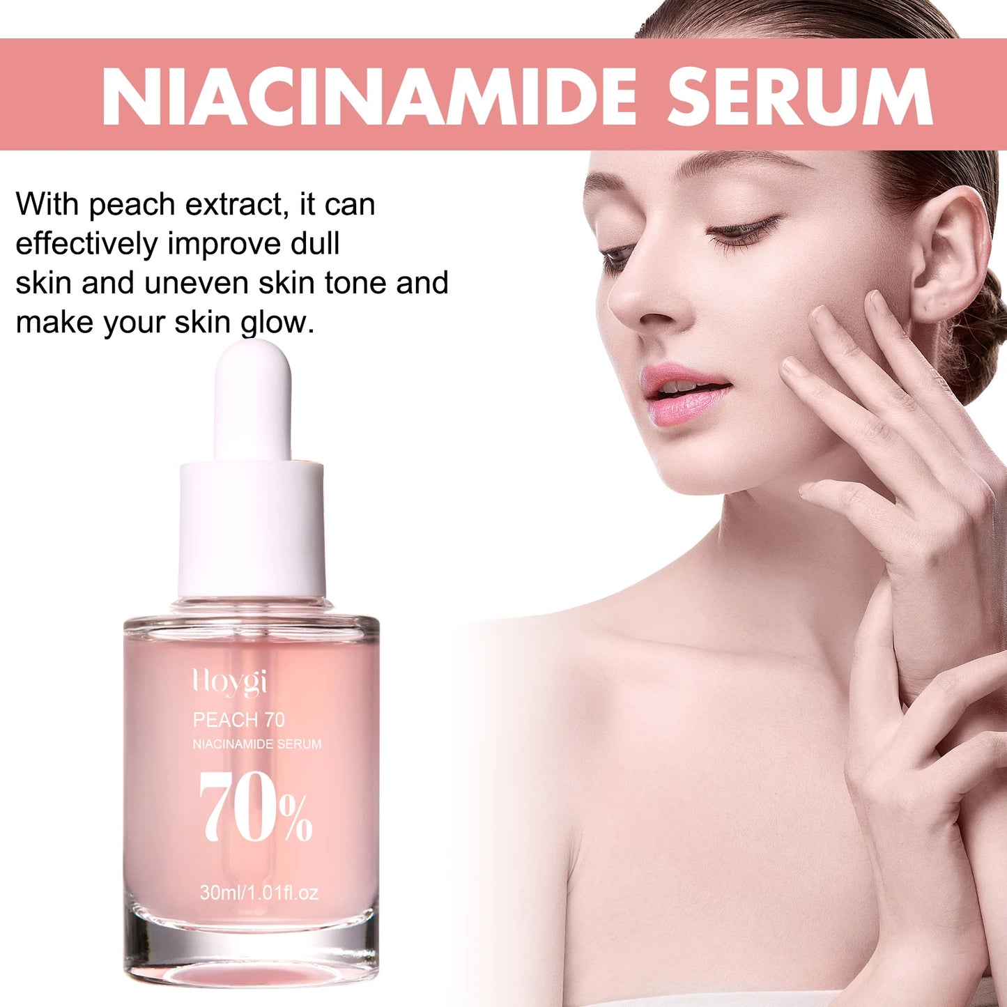 Peach 70% Niacinamide Facial Serum – Brighten, Smooth & Glow