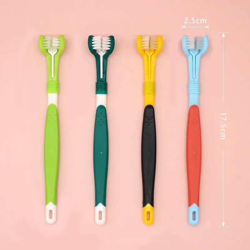 3-Sided Pet Toothbrush – Dog & Cat Plastic Toothbrush for Dental Care | Removes Tartar & Bad Breath, Cleans Pet Mouth Effectively