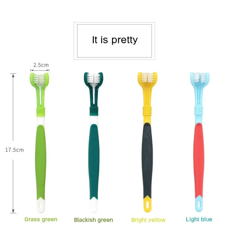 3-Sided Pet Toothbrush – Dog & Cat Plastic Toothbrush for Dental Care | Removes Tartar & Bad Breath, Cleans Pet Mouth Effectively