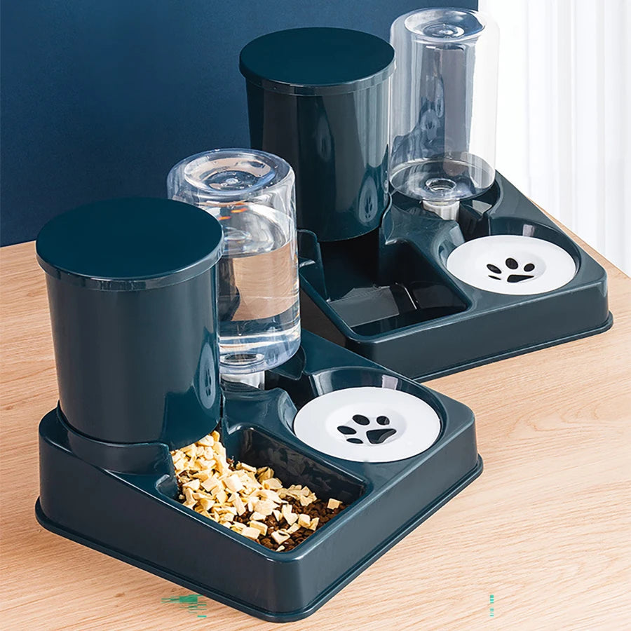 2-in-1 Automatic Cat Feeder & Water Dispenser – Tilted Gravity Food & Waterer Set