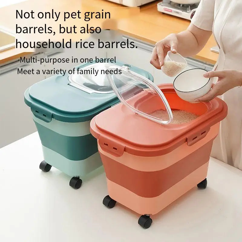 Airtight 13/33LB Collapsible Pet Food Storage Container – Sealed Lid for Freshness | Ideal for Dry Cat & Dog Food, Grains & Rice