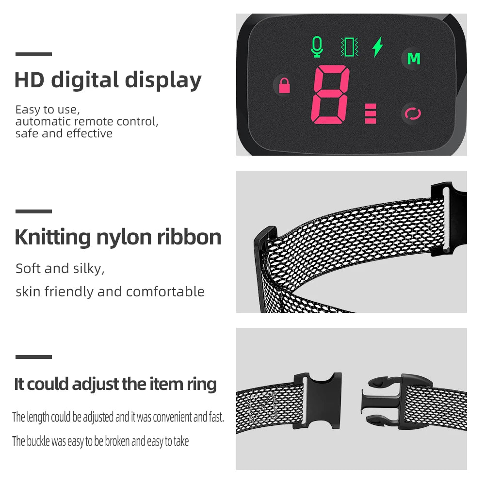 Smart Anti-Bark Dog Collar – HD Digital Display & Waterproof Design
