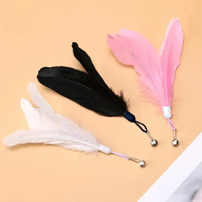 Interactive Cat Teaser Stick – Suction Cup Toy with Bell & Replaceable Feather