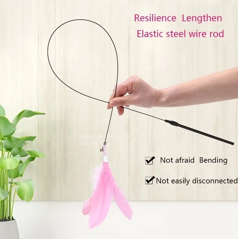 Interactive Cat Teaser Stick – Suction Cup Toy with Bell & Replaceable Feather
