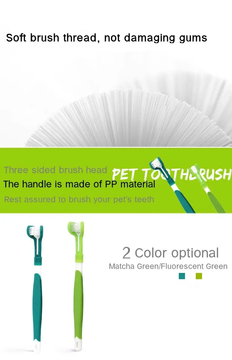 3-Sided Pet Toothbrush – Dog & Cat Plastic Toothbrush for Dental Care | Removes Tartar & Bad Breath, Cleans Pet Mouth Effectively