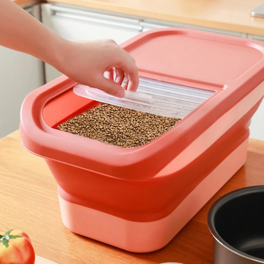 Airtight 13/33LB Collapsible Pet Food Storage Container – Sealed Lid for Freshness | Ideal for Dry Cat & Dog Food, Grains & Rice