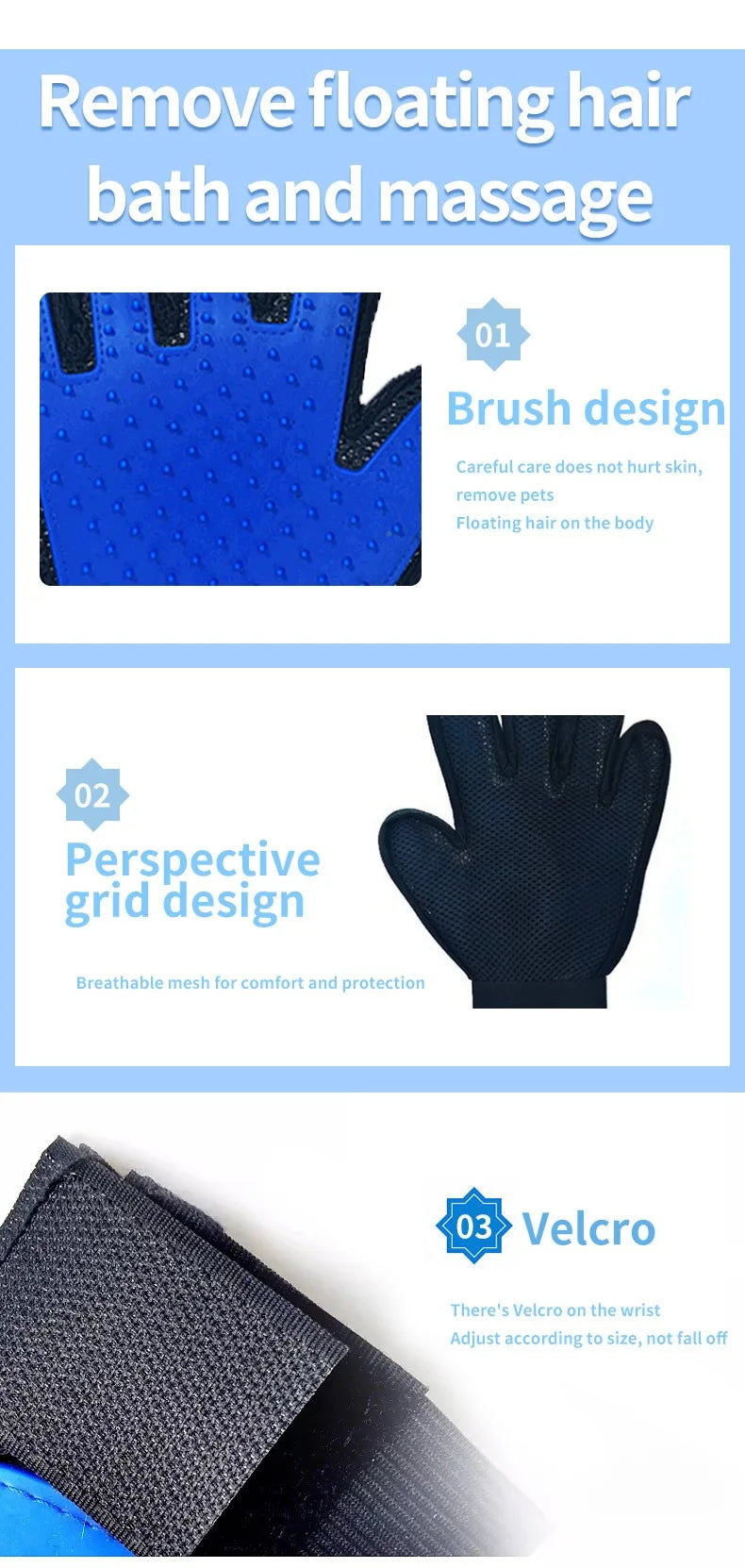 Hair combing gloves-Popular hot selling for pet dogs and cat, sturdy and durable effective hair combing pet supplies