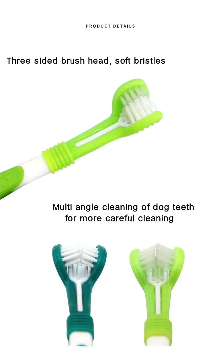 3-Sided Pet Toothbrush – Dog & Cat Plastic Toothbrush for Dental Care | Removes Tartar & Bad Breath, Cleans Pet Mouth Effectively