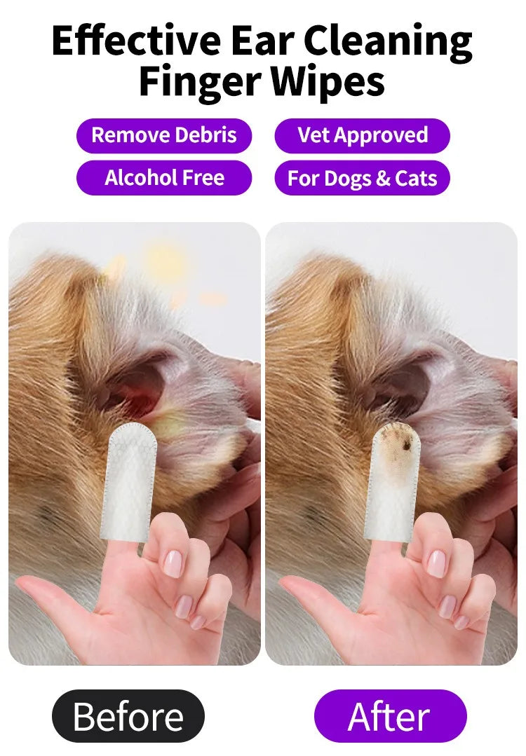 Pet Ear Cleaning Wipes – Gentle & Effective Ear Care for Cats & Dogs